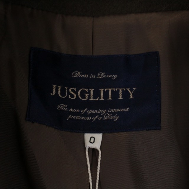 JUSGLITTY(ジャスグリッティー)のジャスグリッティー ファー付きベルテッドコート ロング ベルト XS 茶 レディースのジャケット/アウター(その他)の商品写真