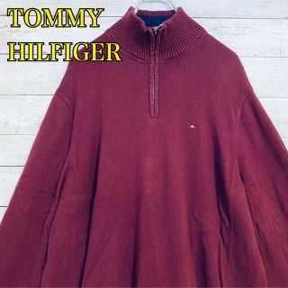 トミーヒルフィガー(TOMMY HILFIGER)のTOMMY HILFIGER ニット　セーター　ハーフジップ　一点物　刺繍(ニット/セーター)