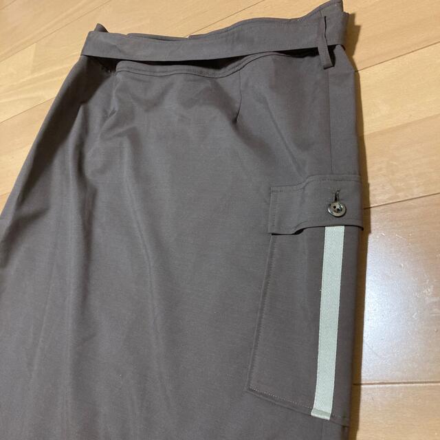 Le Minor(ルミノア)のLe Miel 膝下 スカート ベルト付き ブラウン レディースのスカート(ロングスカート)の商品写真