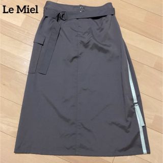 ルミノア(Le Minor)のLe Miel 膝下 スカート ベルト付き ブラウン(ロングスカート)