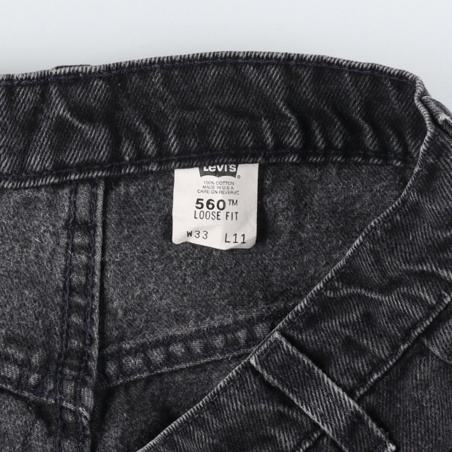 Levi's(リーバイス)の古着 90年代 リーバイス Levi's 560 LOOSE FIT ブラックデニムショーツ ショートパンツ USA製 メンズw33 ヴィンテージ /eaa258221 メンズのパンツ(ショートパンツ)の商品写真