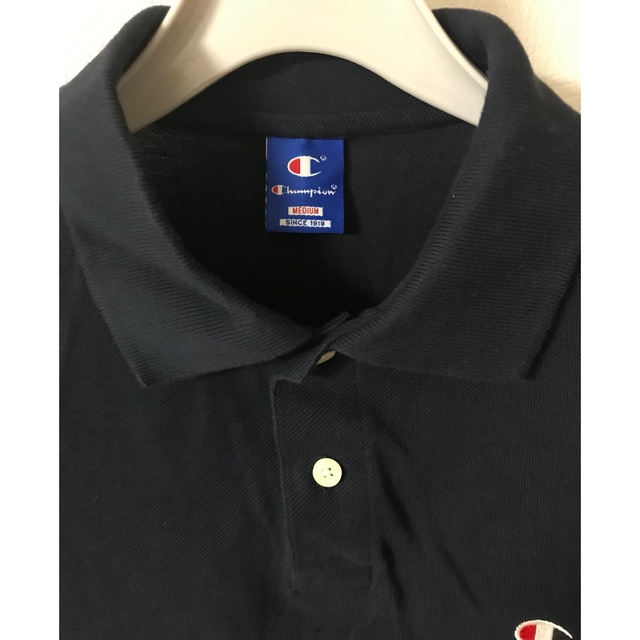 Champion(チャンピオン)のCHAMPION チャンピオン ボロシャツ 長袖ロゴ  メンズMネイビー【美品】 メンズのトップス(ポロシャツ)の商品写真