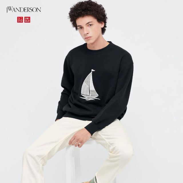 UNIQLO(ユニクロ)のUNIQLO and JW ANDERSON スウェット 黒 長袖 メンズ L メンズのトップス(スウェット)の商品写真