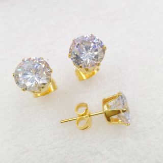 ステンレスピアス czダイヤピアス 金属アレルギー対応 6㎜ ゴールド(ピアス)