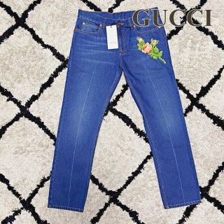 GUCCI グッチ ブリーチ デニムパンツ 刺繍 虎 タイガー フラワー 花