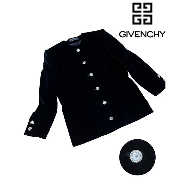 GIVENCHY - GIVENCHY ジバンシー クリスタルボタン ベロア ノーカラージャケット Lの通販 by supremeメイン