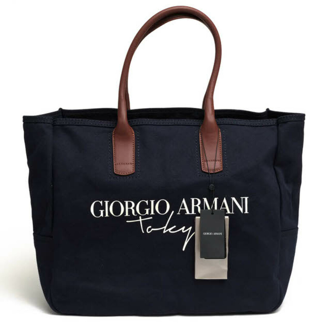 アルマーニ／GIORGIO ARMANI バッグ トートバッグ 鞄 ハンドバッグ メンズ 男性 男性用コットン 綿 キャンバス レザー 革 ネイビー 紺  Y2N115 YOB1J SHOPPING BAG ショッピングバッグ