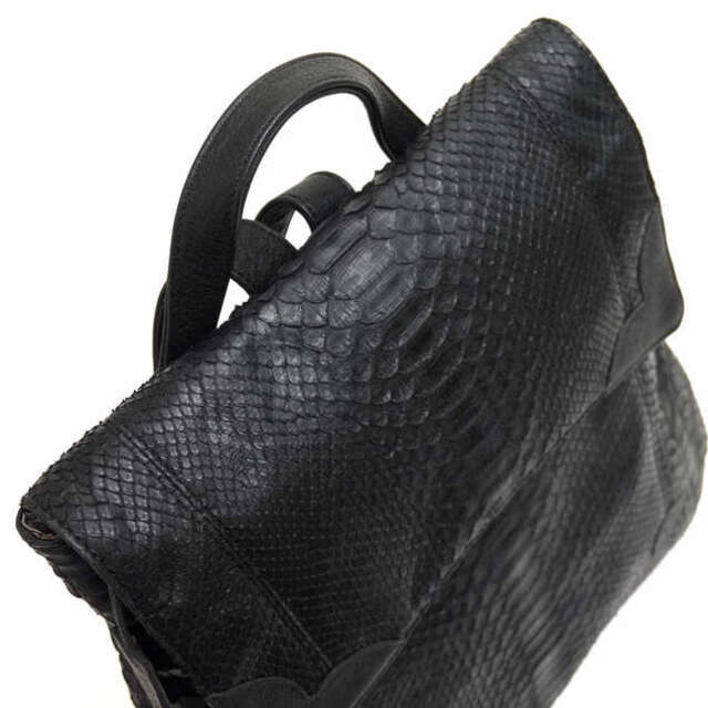 イビサ／IBIZA リュック バッグ バックパック レディース 女性 女性用パイソンレザー 革 本革 ブラック 黒 フラップ式 デイパック