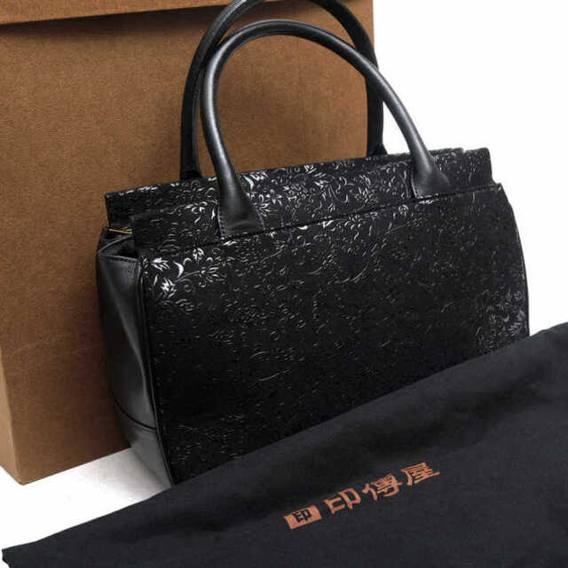 印傳屋 印伝/INDEN-YA バッグ ハンドバッグ 鞄 トートバッグ レディース 女性 女性用レザー 革 本革 ブラック 黒