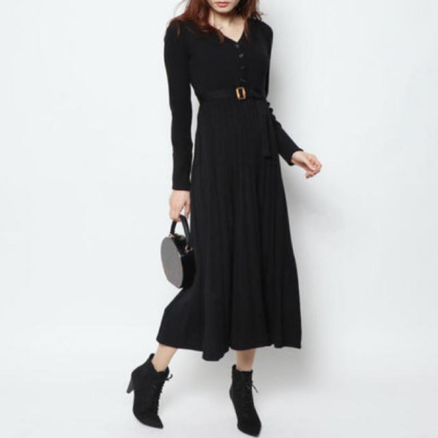 最新 Lily 2wayニットプリーツワンピース - Brown ロングワンピース+