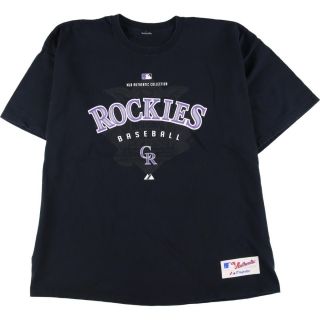 マジェスティック(Majestic)の古着 マジェスティック Majestic MLB COLORADO ROCKIES コロラドロッキーズ スポーツプリントTシャツ メンズXL /eaa242441(Tシャツ/カットソー(半袖/袖なし))