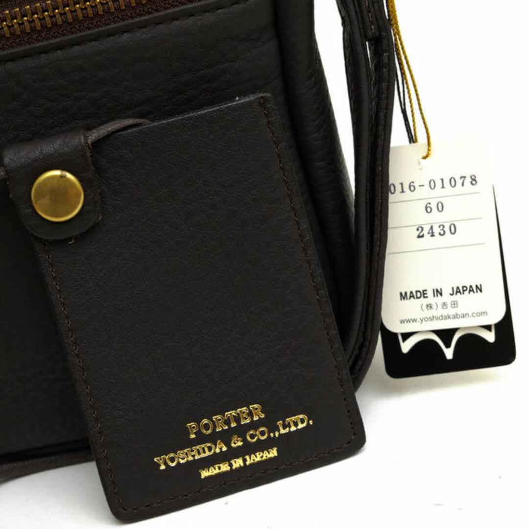 ポーター 吉田カバン/PORTER バッグ セカンドバッグ クラッチバッグ 鞄 メンズ 男性 男性用レザー 革 本革 ダークブラウン 茶 ブラウン 016-01078 WITH POUCH シボ革 シュリンクレザー