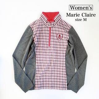 Marie Claire - マリクレール ゴルフウェア レディース M トレーナー ハーフジップ 柄 グレー