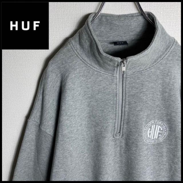 HUF - 【美品】ハフ ワンポイントロゴ刺繍入りスウェット ハーフジップ ...