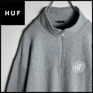 HUF - 【美品】ハフ ワンポイントロゴ刺繍入りスウェット ハーフジップ ...