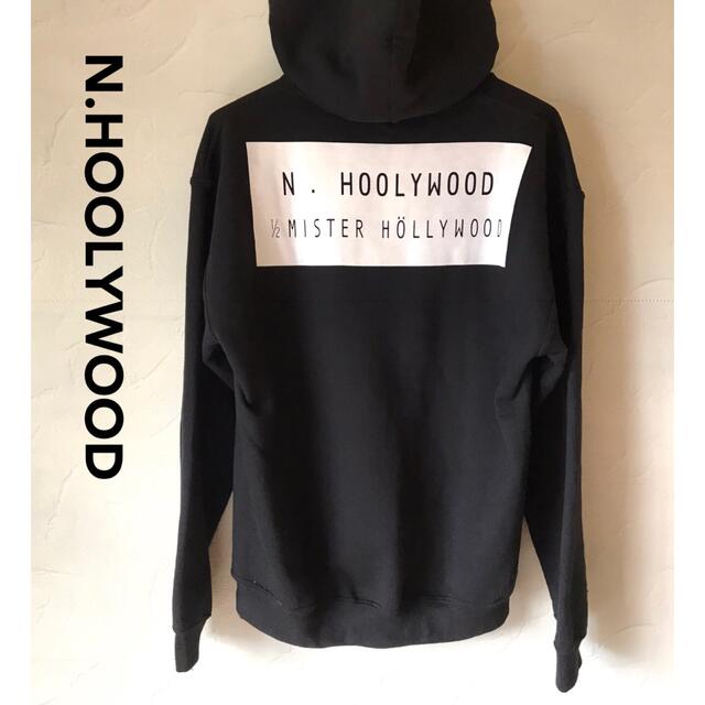 N.HOLLYWOOD パーカー プルオーバー センターロゴ 刺繍 黒 L で公式に