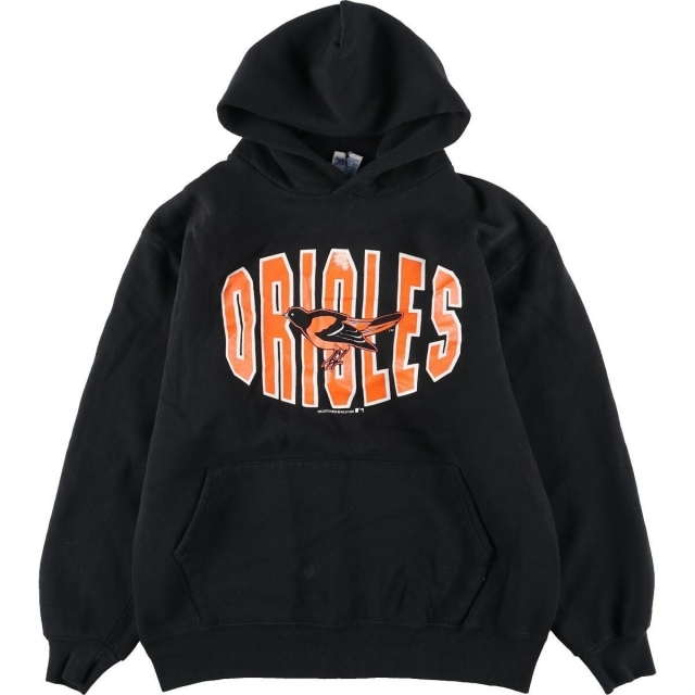 90年代 ラッセル Russell MLB BALTIMORE ORIOLES ボルチモアオリオールズ スウェットプルオーバーパーカー メンズS ヴィンテージ /eaa196345