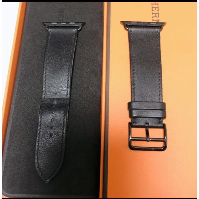 人気色 アップルウォッチ エルメス 黒 レザーストラップ Apple Watch