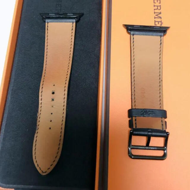 人気色 アップルウォッチ エルメス 黒 レザーストラップ Apple Watch