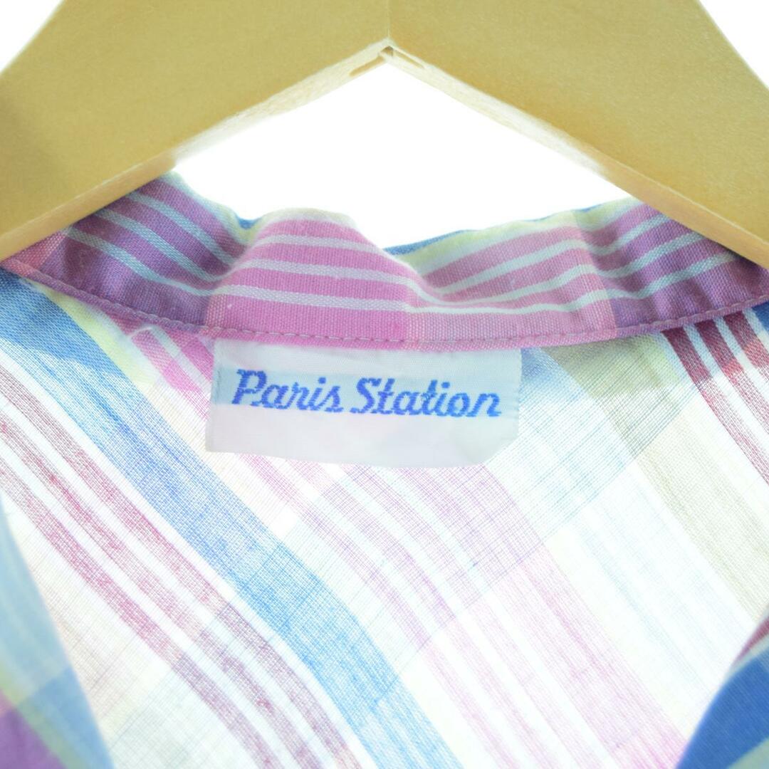 古着 Paris Station チェック柄 半袖 ブラウス レディースM /eaa064650 レディースのトップス(シャツ/ブラウス(半袖/袖なし))の商品写真