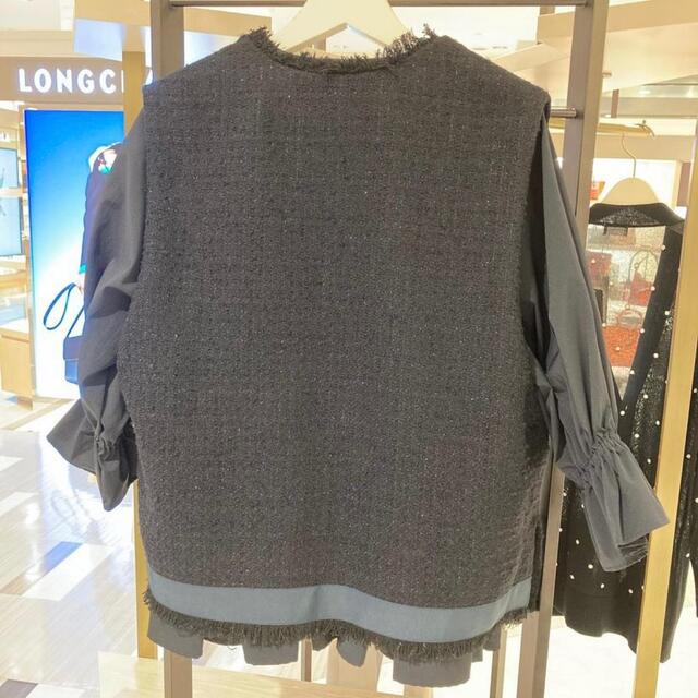22FW sono ダークネイビー ツイードパールベスト | jarussi.com.br