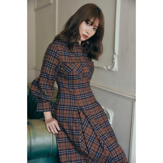 Her lip to(ハーリップトゥ)のherlipto Checkered Pleats Long Shirt Dre レディースのワンピース(ロングワンピース/マキシワンピース)の商品写真