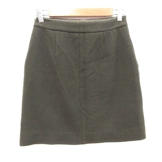 SLOBE IENA(スローブイエナ)のスローブ イエナ 台形スカート ミニ ウール 斜めストライプ 36 緑 カーキ レディースのスカート(ミニスカート)の商品写真