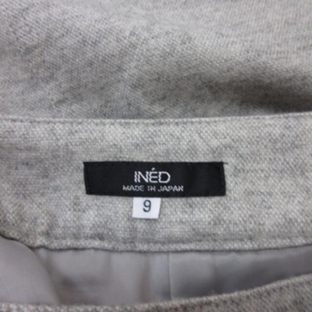 INED(イネド)のイネド ラップスカート タイト ひざ丈 ツイード 総柄 ウール 9 グレー レディースのスカート(ひざ丈スカート)の商品写真
