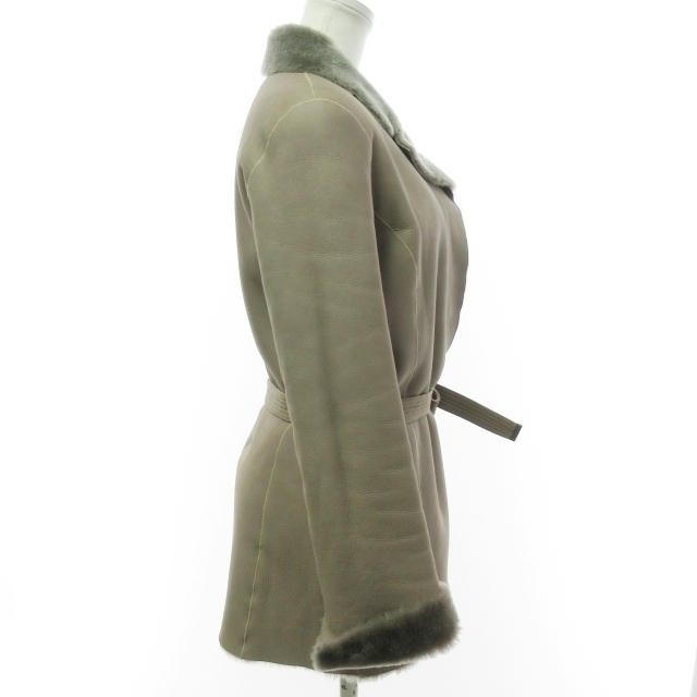 アイシービー 最高級 美品 ベルテッド ムートンコート ジャケット 毛皮 9 M