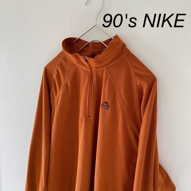 90'sNIKEACGナイキエィシージーオレンジハーフジップLlメンズ長袖ロンt