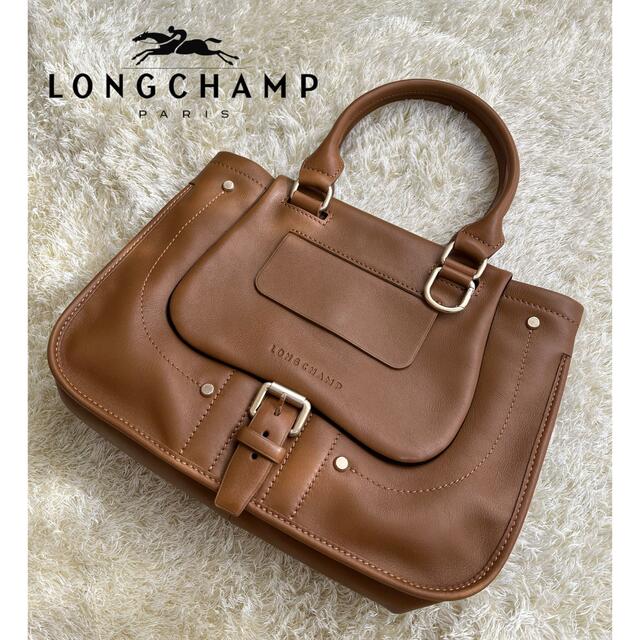 ★美品★ロンシャン LONGCHAMP ハンドバッグ レザ一 キャメル バルザン