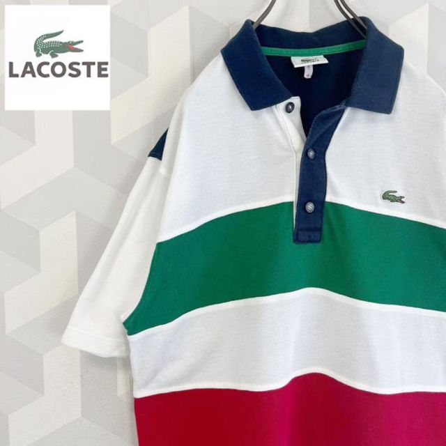 LACOSTE - 【ラコステ】サイズ4 L相当 切り替え 文字ワニ ポロシャツ