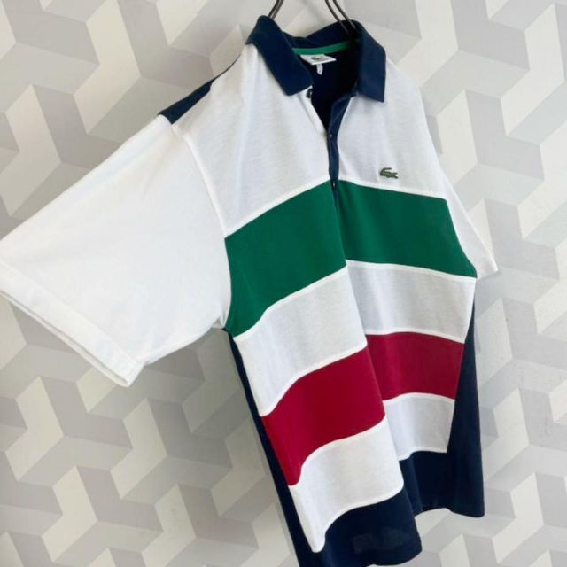 ラコステ】サイズ4 L相当 切り替え 文字ワニ ポロシャツ lacoste. www