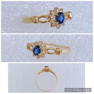 ★K18 サファイア 0.22ct ダイヤ 0.12ct リング 13.5号