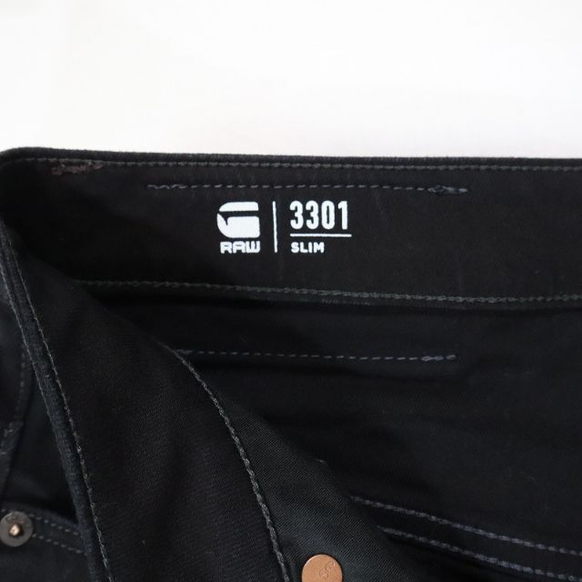 G-STAR RAW(ジースター)のジースターロウ ブラックスリムストレート 3301 ボタンフライ W29 メンズのパンツ(デニム/ジーンズ)の商品写真