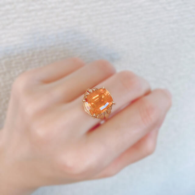 ✨大粒✨ 天然シトリン K18 リング 12号 4.3g ゴールド レディースのアクセサリー(リング(指輪))の商品写真