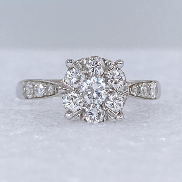 ★K18WG 天然ダイヤモンド 0.66ct リング 10号 レディースのアクセサリー(リング(指輪))の商品写真