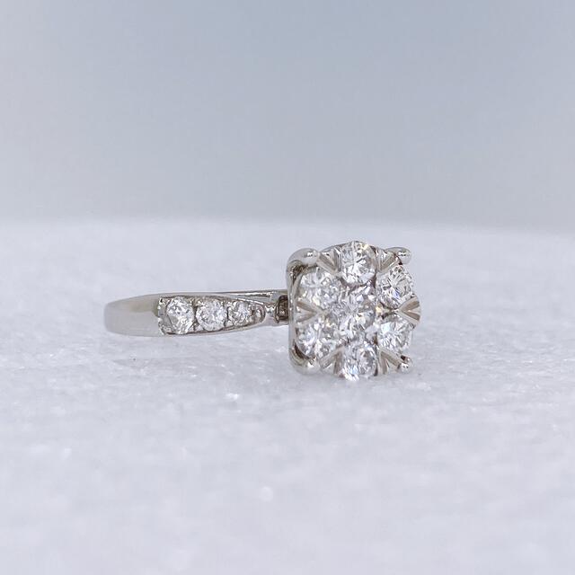 ★K18WG 天然ダイヤモンド 0.66ct リング 10号 レディースのアクセサリー(リング(指輪))の商品写真