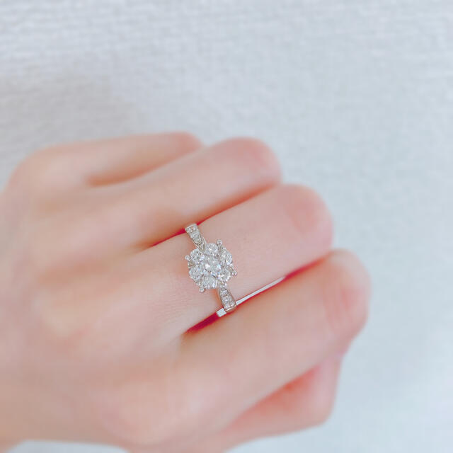 ★K18WG 天然ダイヤモンド 0.66ct リング 10号 レディースのアクセサリー(リング(指輪))の商品写真