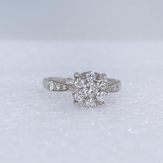 ★K18WG 天然ダイヤモンド 0.66ct リング 10号 レディースのアクセサリー(リング(指輪))の商品写真