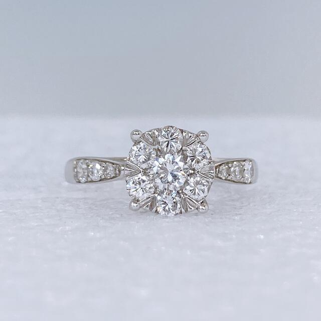 ★K18WG 天然ダイヤモンド 0.66ct リング 10号 レディースのアクセサリー(リング(指輪))の商品写真