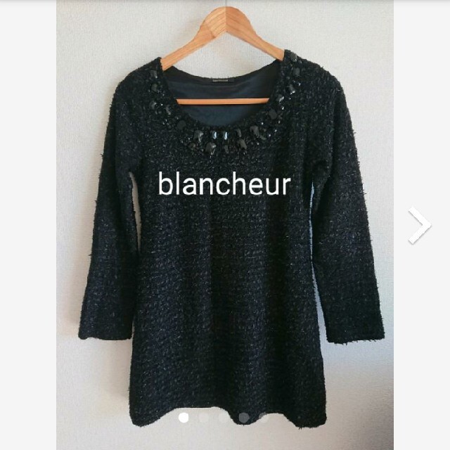 blancheur(ブランシュール)のレディース ニット ワンピース 黒 ブラック ラメ 千鳥 チドリ セーター レディースのトップス(ニット/セーター)の商品写真