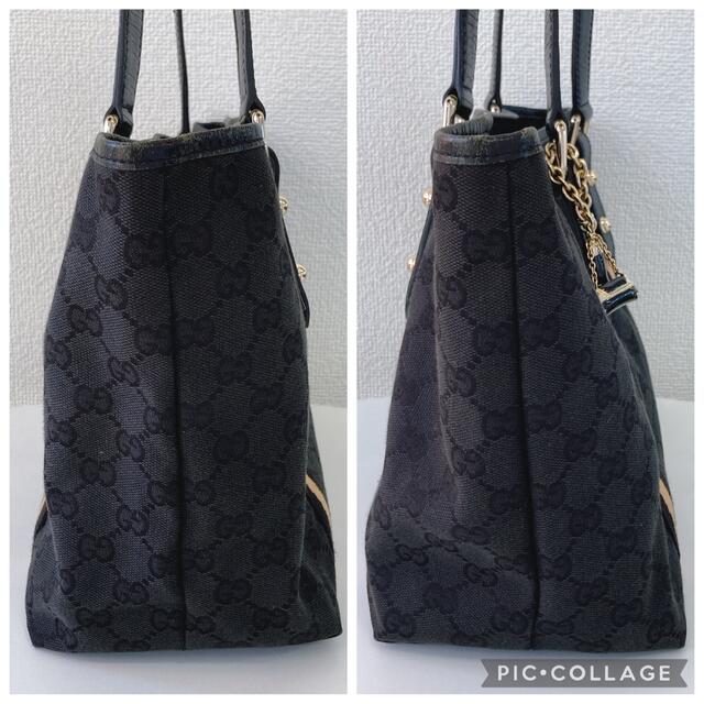 Gucci - ☆GUCCI グッチ シェリーライン 黒 トートバッグ チャーム付き