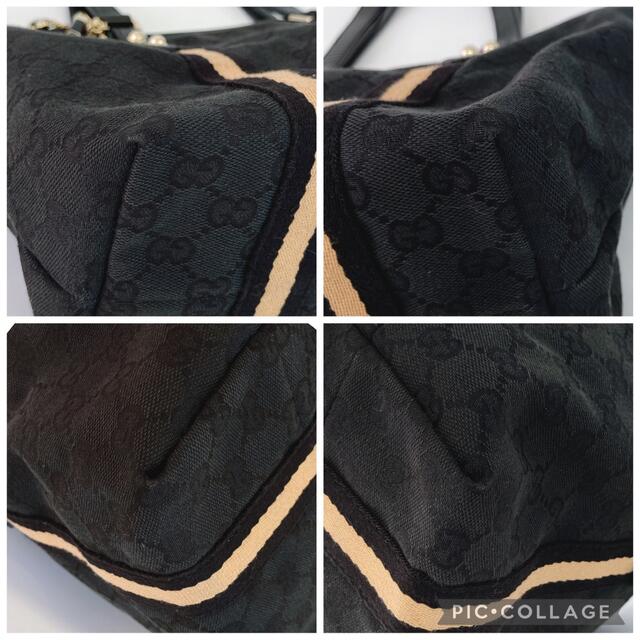Gucci - ☆GUCCI グッチ シェリーライン 黒 トートバッグ チャーム付き