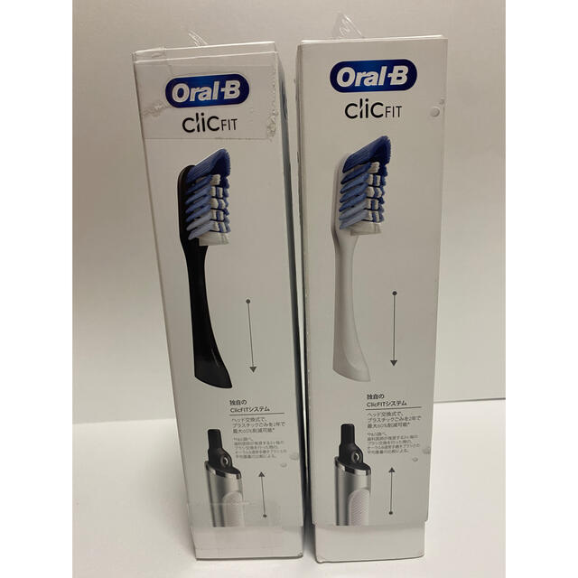オーラルB ClicFITクロムホワイト＆クロムブラック歯ブラシ ヘッド交換式  スマホ/家電/カメラの美容/健康(電動歯ブラシ)の商品写真