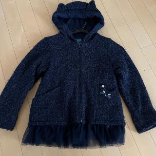 アナスイミニ(ANNA SUI mini)のアナスイミニネコちゃんフードツィードジャンパー130(ジャケット/上着)