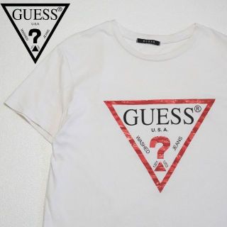 ゲス(GUESS)のguess ゲス 半袖 Tシャツ フロント クエスチョン ロゴ ホワイト 白 L(Tシャツ/カットソー(半袖/袖なし))