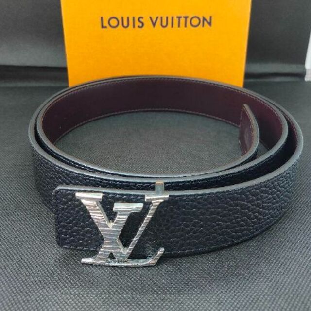 ファッションの LOUIS ルイヴィトン ブラック黒 レザーベルト VUITTON