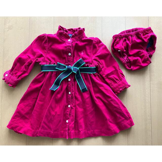 Ralph Lauren(ラルフローレン)のラルフローレン　シャツワンピース　ベルト付き キッズ/ベビー/マタニティのベビー服(~85cm)(ワンピース)の商品写真