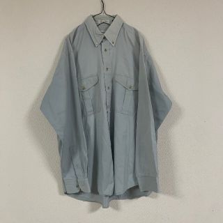 バーバリー(BURBERRY)の80s バーバリー ボタンダウン 長袖シャツ ワーク くすみブルー ビンテージ(シャツ)